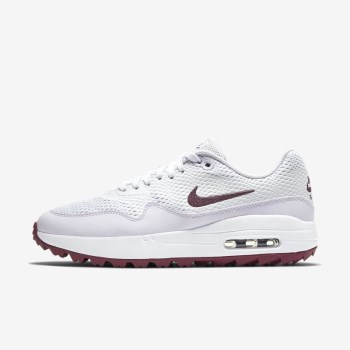 Nike Air Max 1 G - Női Golf Cipő - Fehér/Lila/Piros